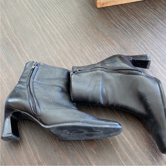 Leather Square Toe Booties Boots y2k Size 6.5 - Picture 2 of 11